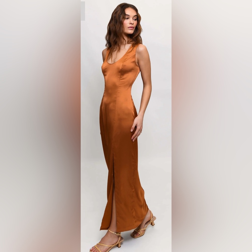 Hutch Lolo Satin Maxi Dress size small 2-4 New no tag copper color